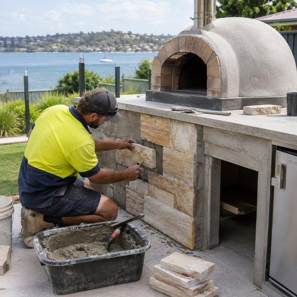 Outdoor Entertaining & Kitchens - Kitchen Structure, Oven and Fire Feature Build in Lake Macquarie